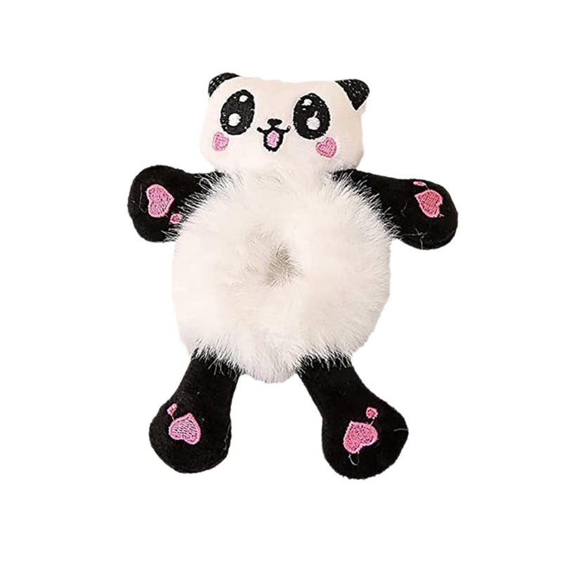 1pcs Cute Animal Scrunchies, 3D Animal Scrunchies Hair Ties, Cute Furry Frog Rabbit Panda Cat Cow Plush Hair Rope, Elastic Hair Bands Bun Maker Ponytail Holster Hair Styling Tools - Image 1